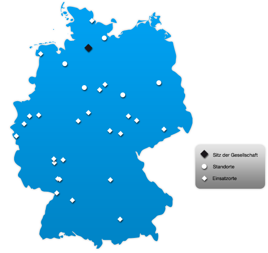 Einsatzorte, Standorte und Sitz der Gesellschaft